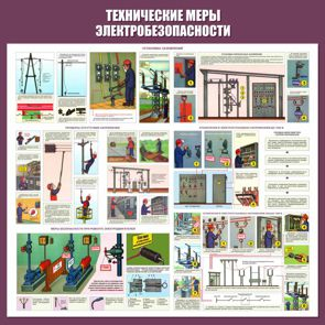 С64 Стенд электробезопасность (технические меры электробезопасности) (1000х1000 мм, пластик ПВХ 3мм, Прямая печать на пластик) - Стенды - Стенды по электробезопасности - Магазин охраны труда Протекторшоп
